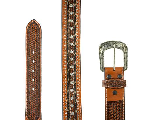 Brown Western Diamond Belt