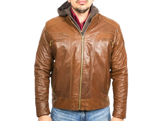 Eduardo Honey Leather Jacket