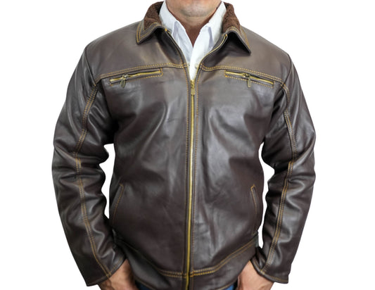 Cesar Brown Leather Jacket