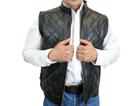 Paolo Black Leather Vest