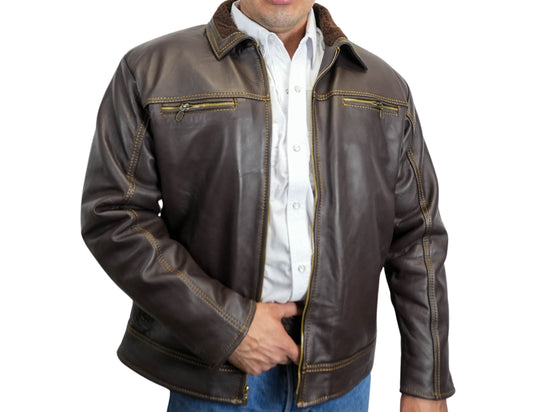 Cesar Brown Leather Jacket