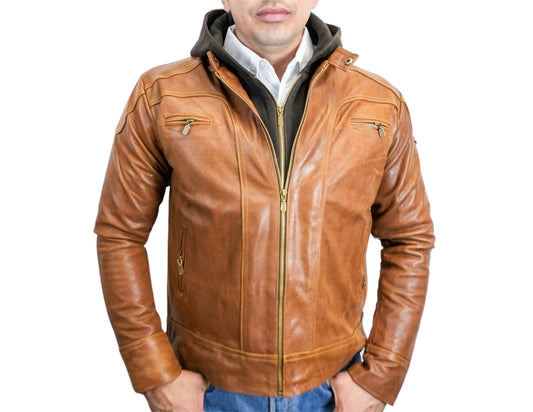 Eduardo Honey Leather Jacket