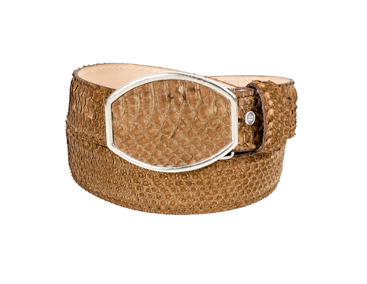 Honey Phyton Metal Buckle Belt