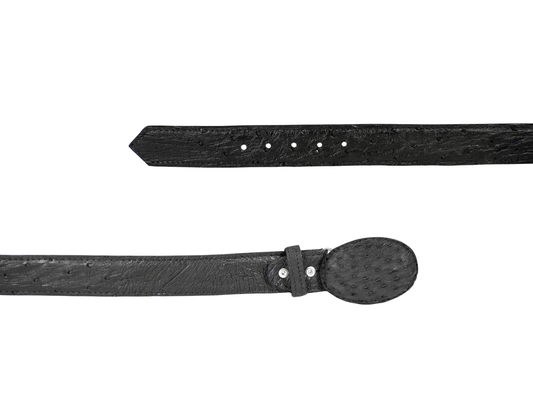 Black Ostrich Cowboy Belt