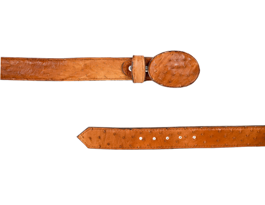 Cognac Ostrich Cowboy Belt