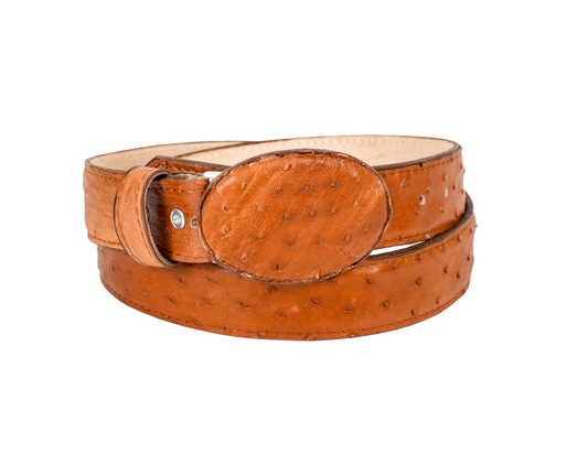 Cognac Ostrich Cowboy Belt