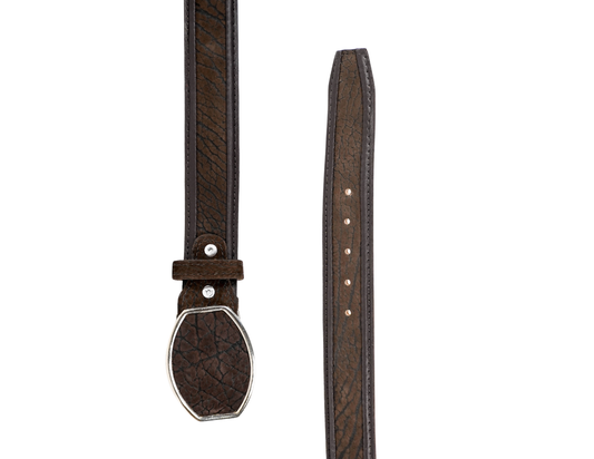 Brown Bullneck Metal Buckle Belt