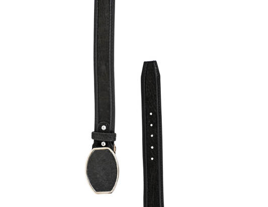 Black Bullneck Metal Buckle Belt
