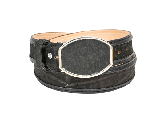 Black Bullneck Metal Buckle Belt