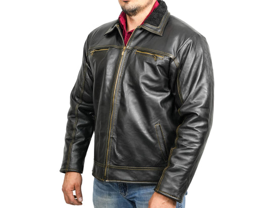 Cesar Black Leather Jacket