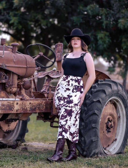 Willowbrook Cowhide Print Midi Skirt