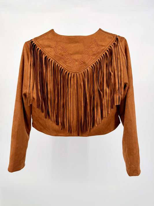 Sierra Fringe Embroidered Western Jacket – Camel Brown