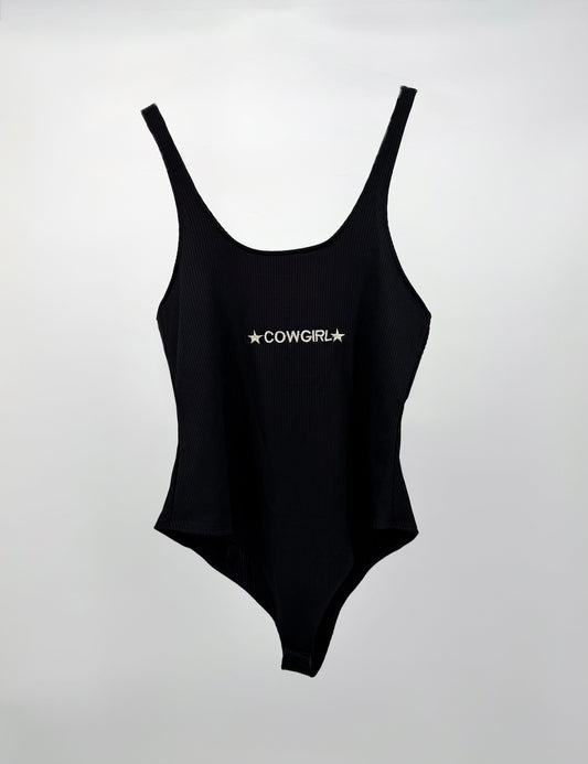 High Noon Cowgirl Ribbed Bodysuit – Black