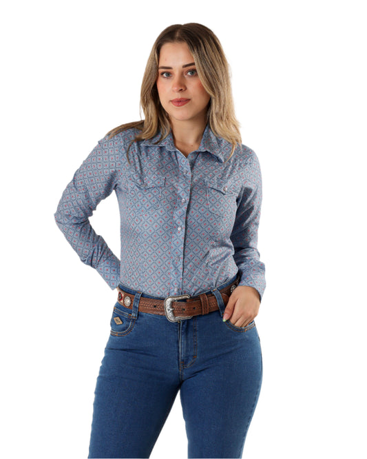 Western Cowgirl Blue Shirt