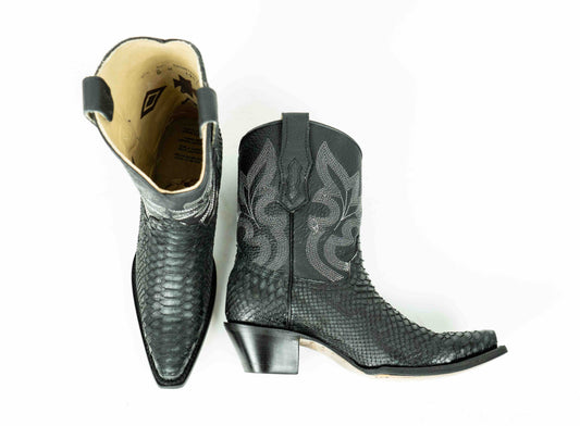 Black Python Snip Toe Western Booties