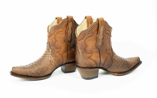 Brown Python Snip Toe Western Booties
