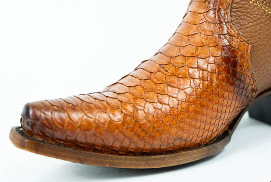 Honey Python Snip Toe Western Booties