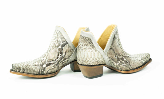 Natural Python Snip Toe Western Booties