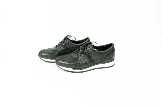 Black Stingray & Ostrich Quill Sneakers