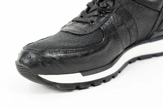 Black Stingray & Ostrich Quill Sneakers