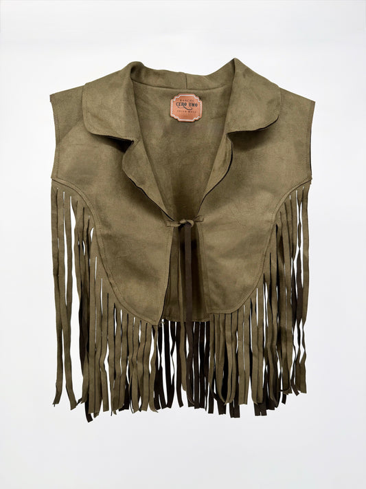Desert Willow Fringe Western Vest – Olive Green