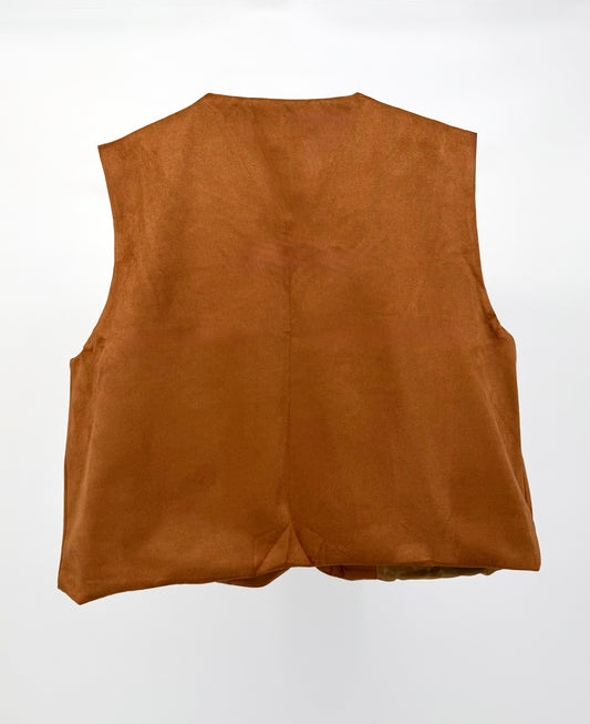 Canyon Rose Embroidered Suede Western Vest - Saddle Brown