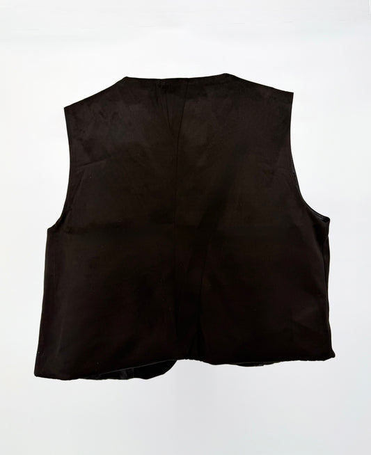 Canyon Rose Embroidered Suede Western Vest – Black