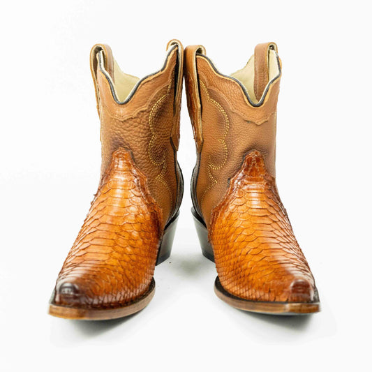 Honey Python Snip Toe Western Booties
